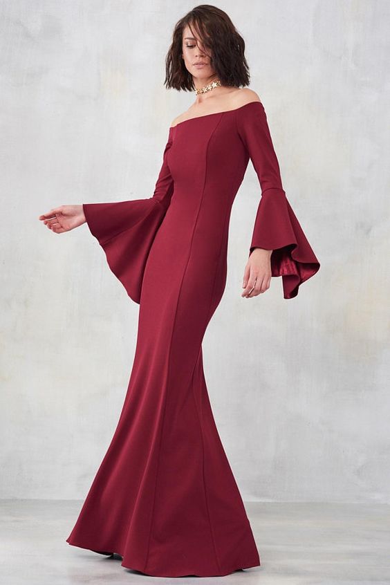 image of tight long Indian off shoulder gown 
